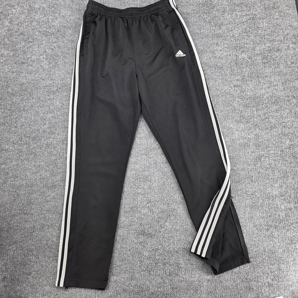 Adidas Track Pants Mens XL Black Primegreen 3 Stripe Ankle Zip Gym Run Train